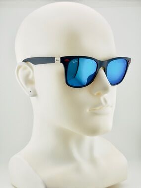 Ray-Ban Scuderia Ferrari Sunglasses RB4195M Matte Gray Frame Blue Mirror Lenses